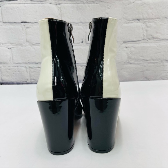 Chunky Heel Two Tone Black and White Patent Day-Vine Ankle Boots, 39 / 8.5 - Picture 3 of 9